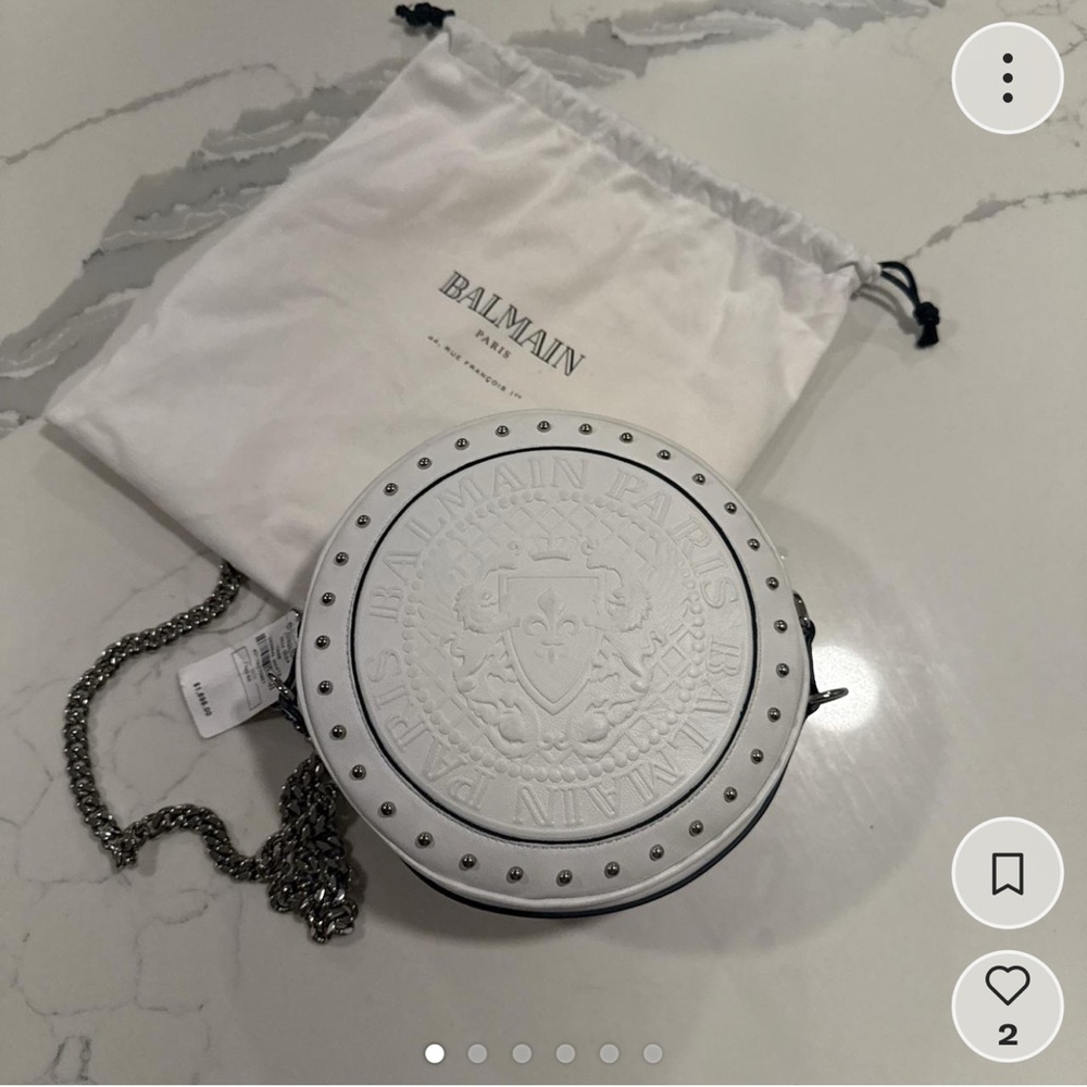 Balmain White Embossed Crossbody Bag